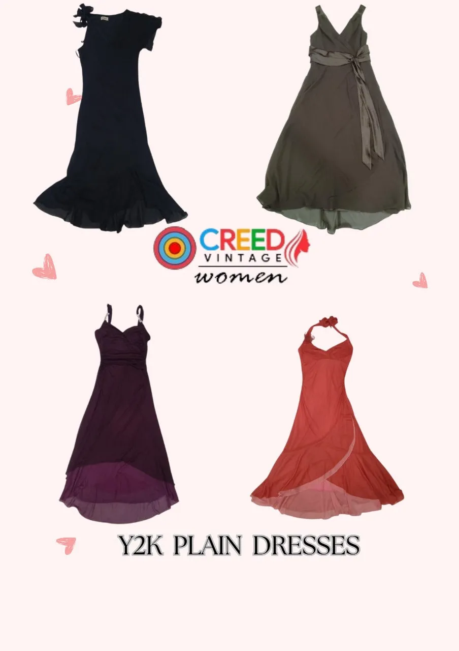 CR2792 Y2K Plain Dresses - 12 Pcs