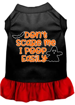 Don't Scare Me, Poops Easily Screen Print Dog Dress Black With Red Xxxl