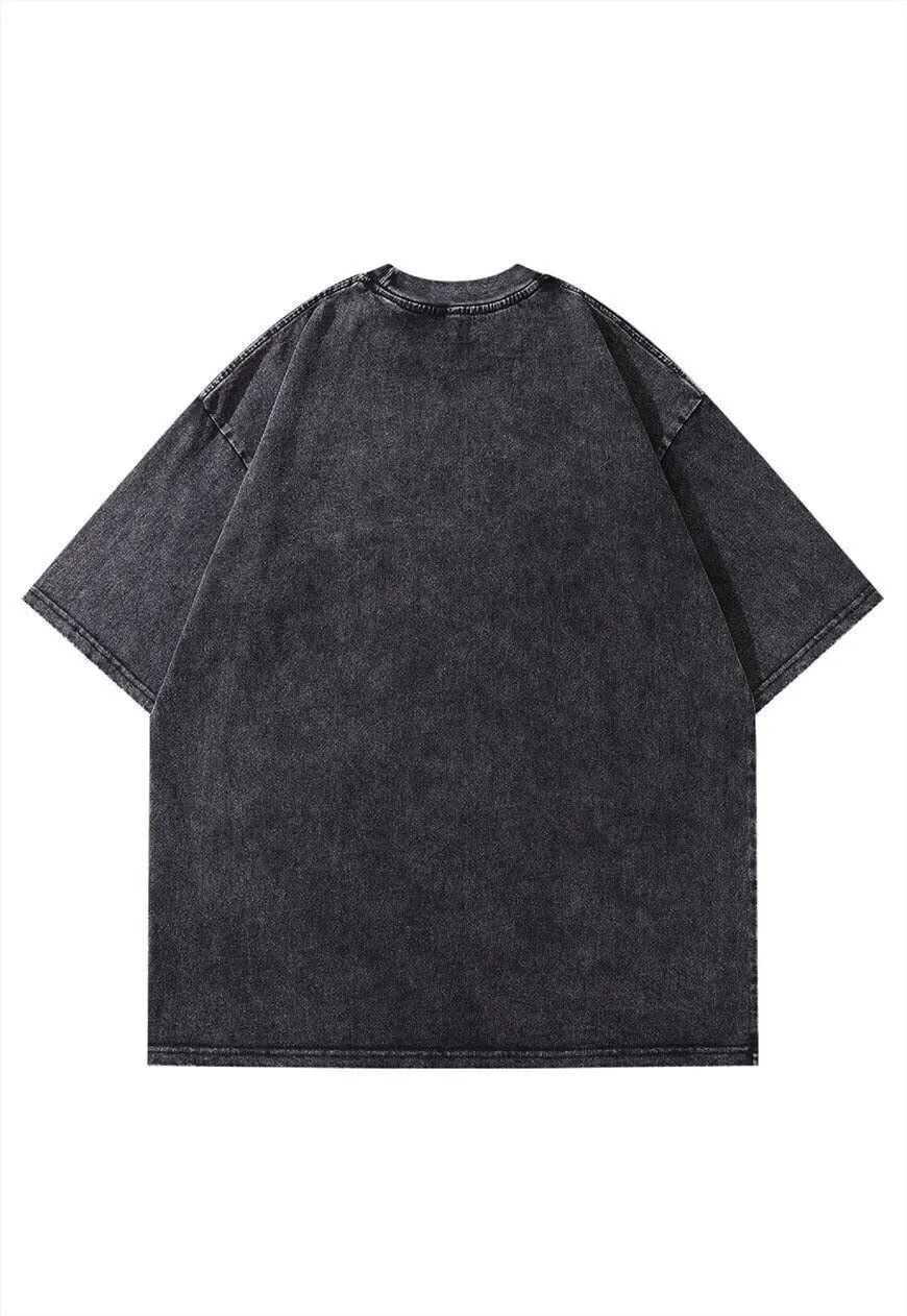 Horror anime t-shirt creepy mask tee grunge top vintage grey