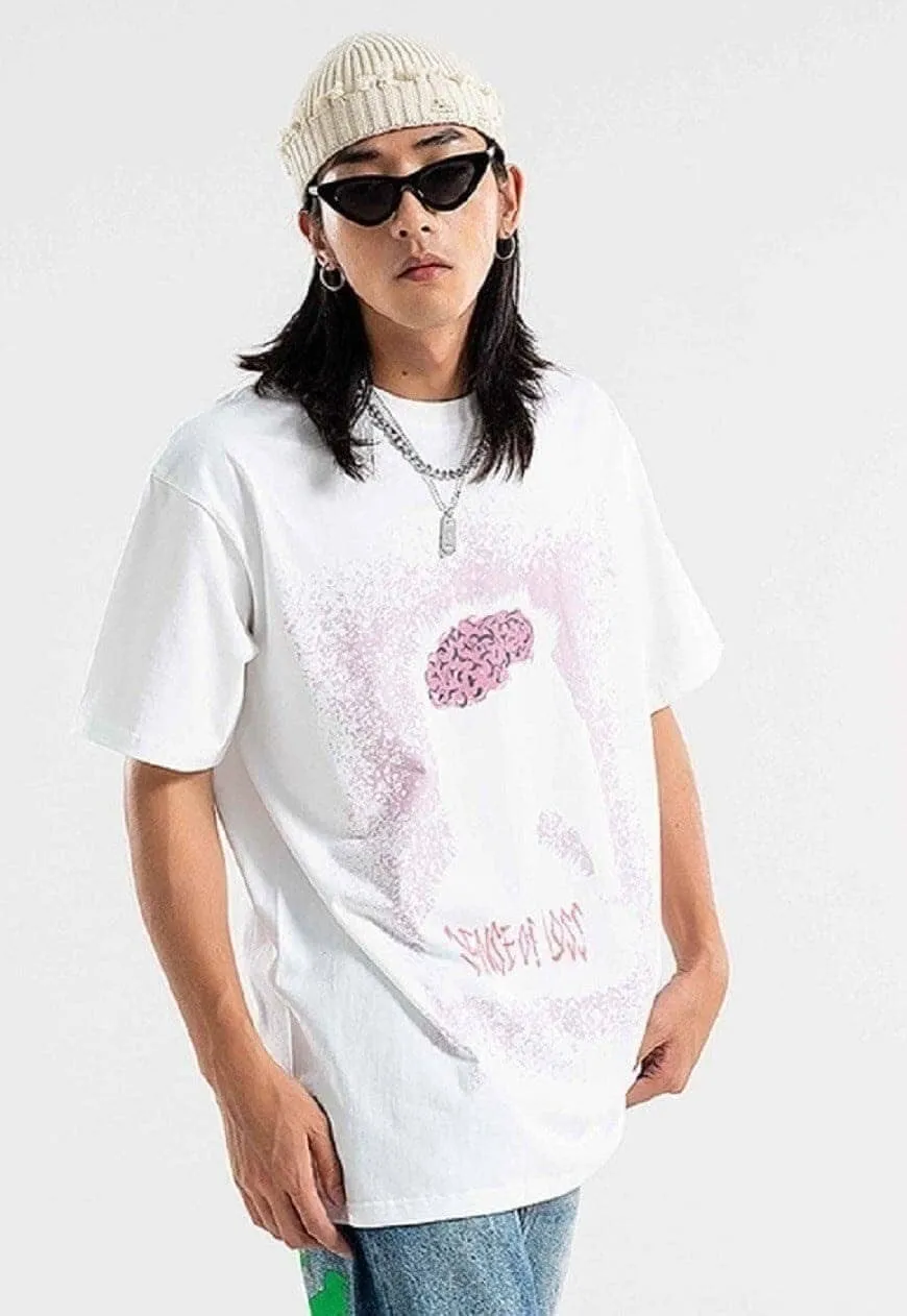 Monster print t-shirt brain tee grunge skater top in black