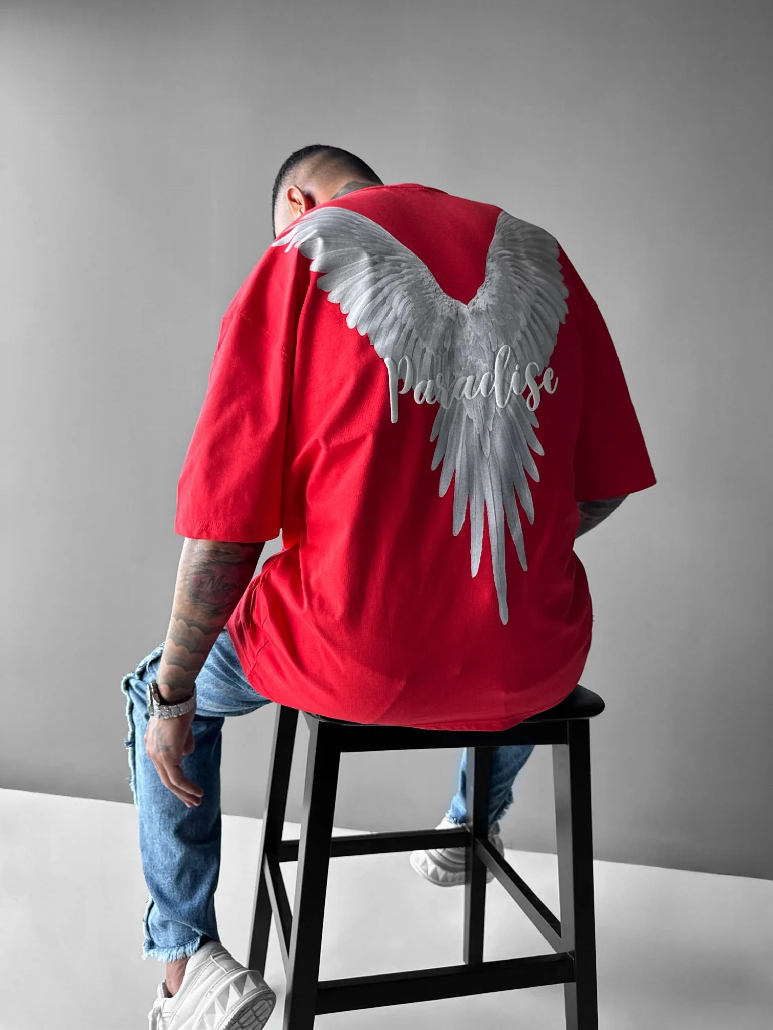 Oversize Parrot Paradise T-shirt - Red