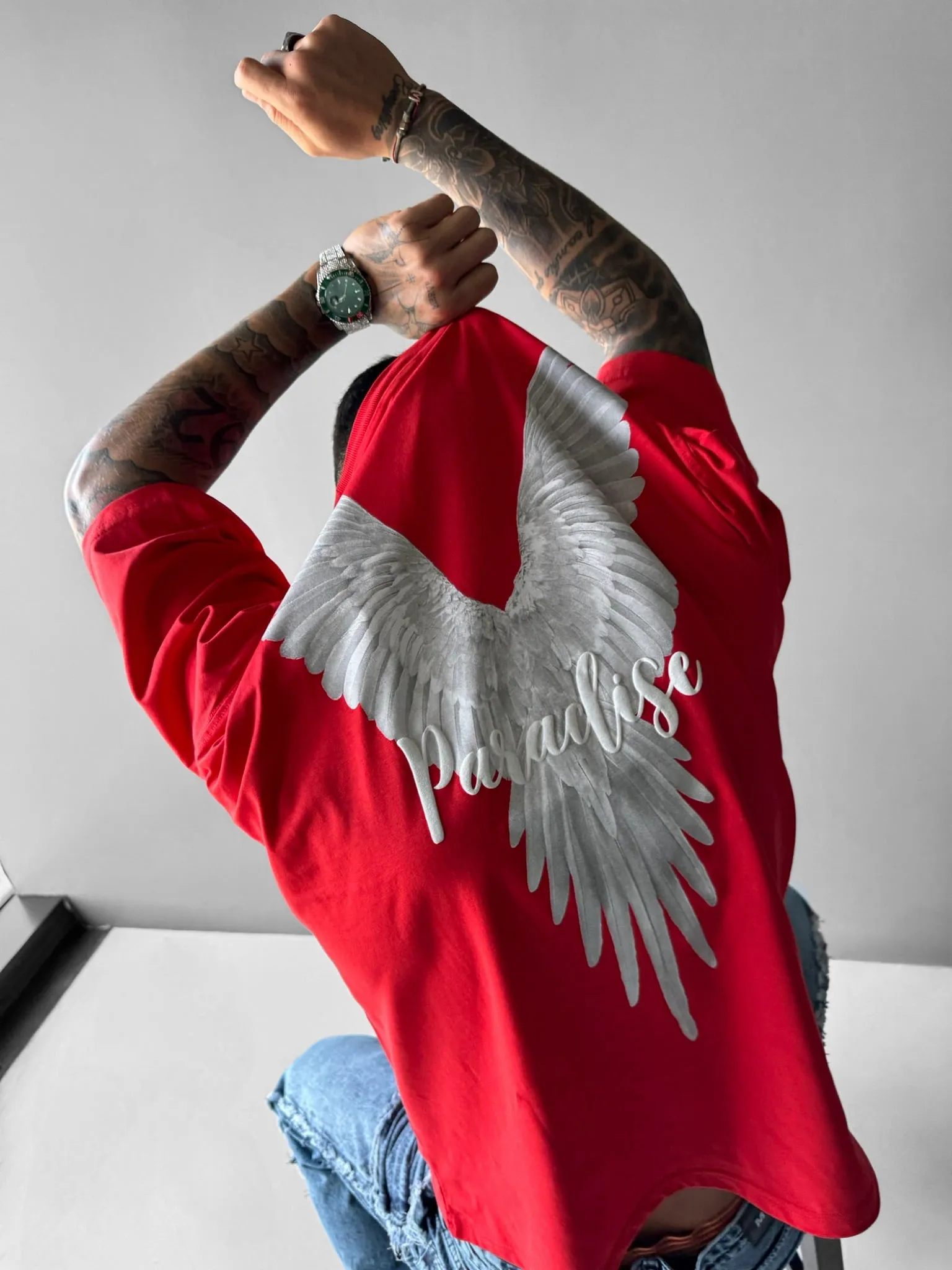 Oversize Parrot Paradise T-shirt - Red