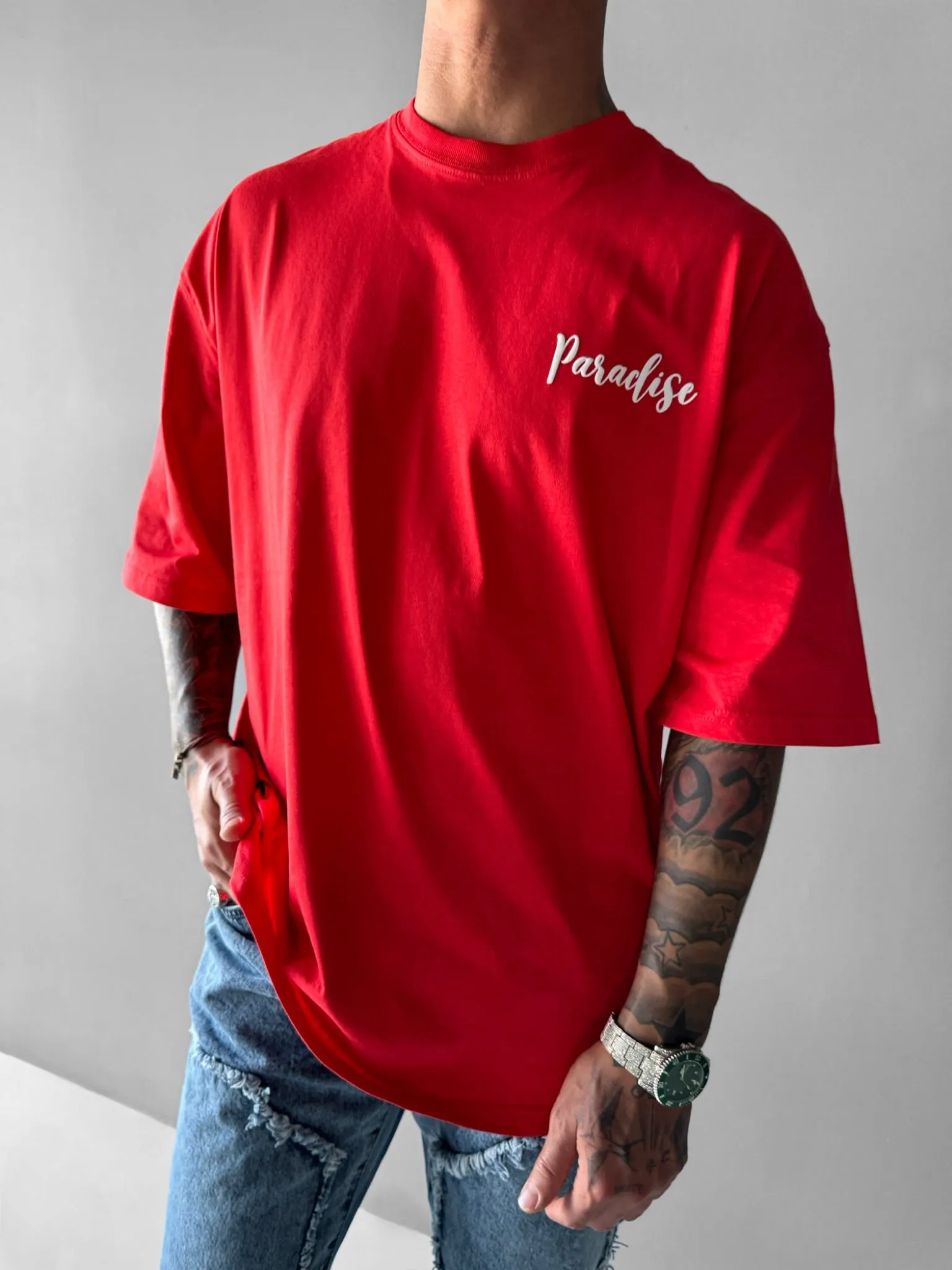 Oversize Parrot Paradise T-shirt - Red