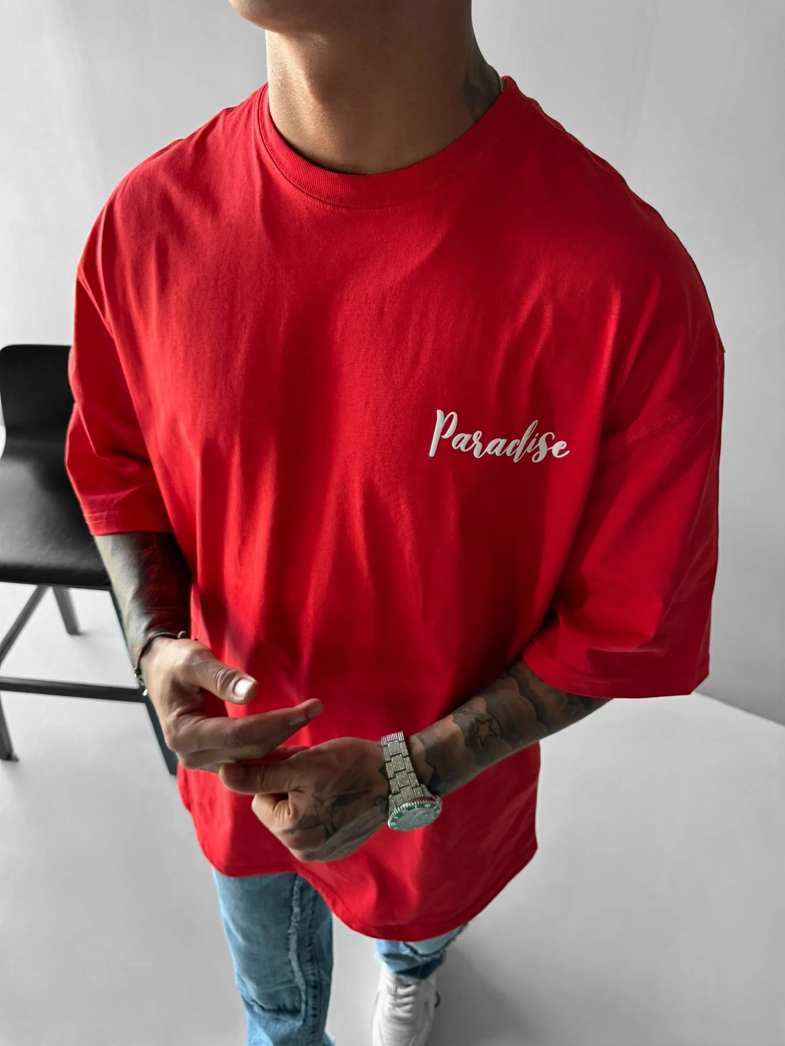 Oversize Parrot Paradise T-shirt - Red