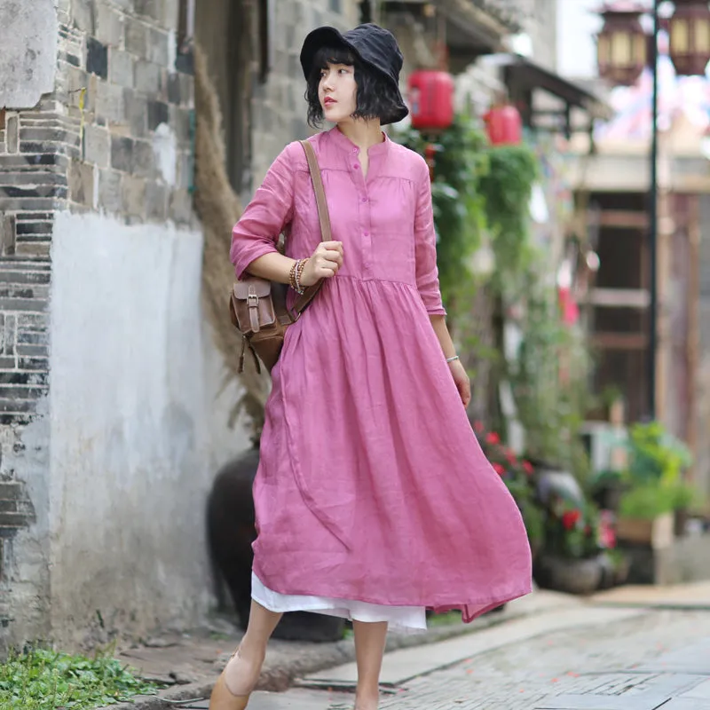 Summer Women Dresses Linen Dresses Waist BeltWC961816