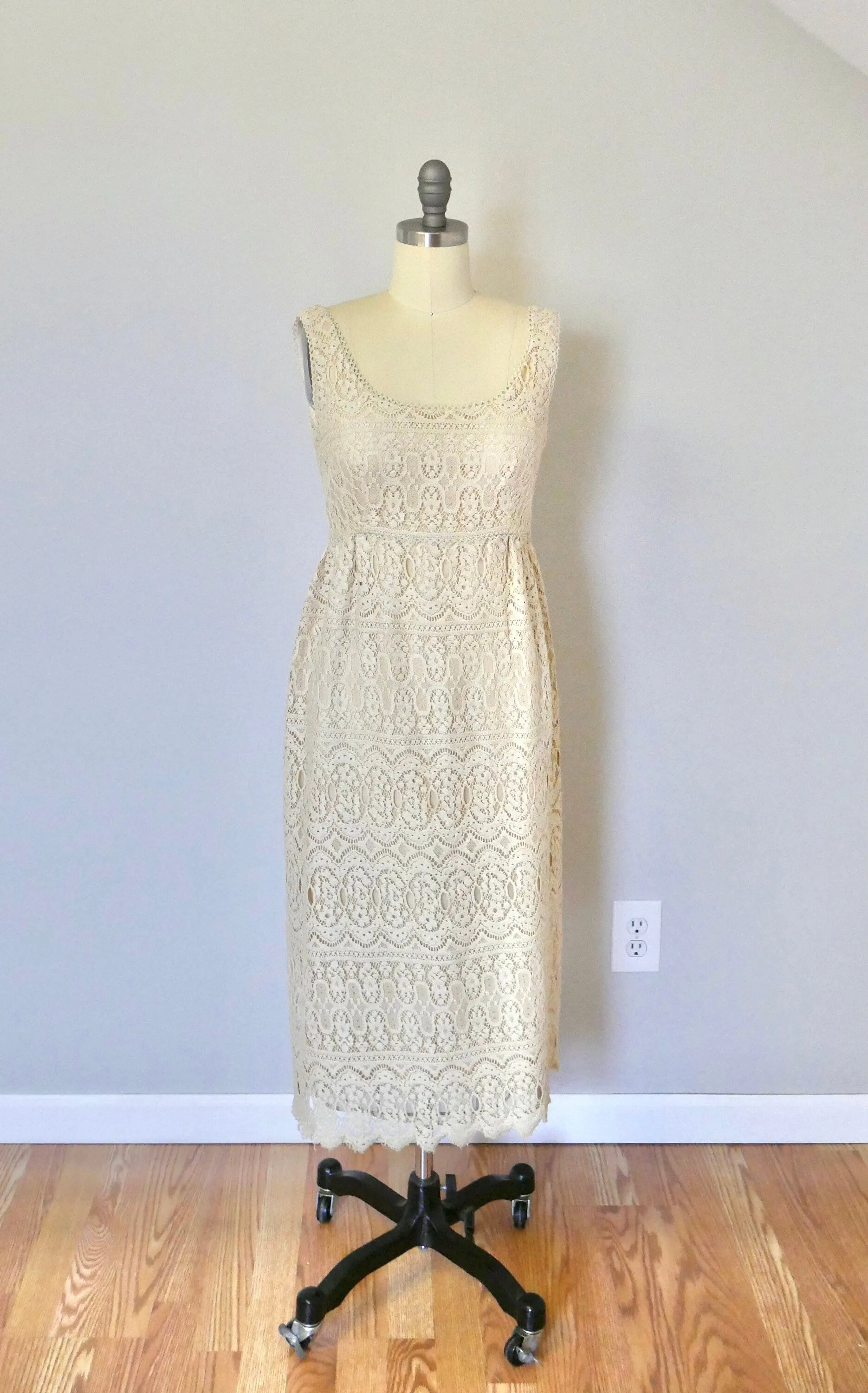 Vintage 1970s Lace Dress and Bolero Set / Boho Gunne Sax Style Victorian revival Size S